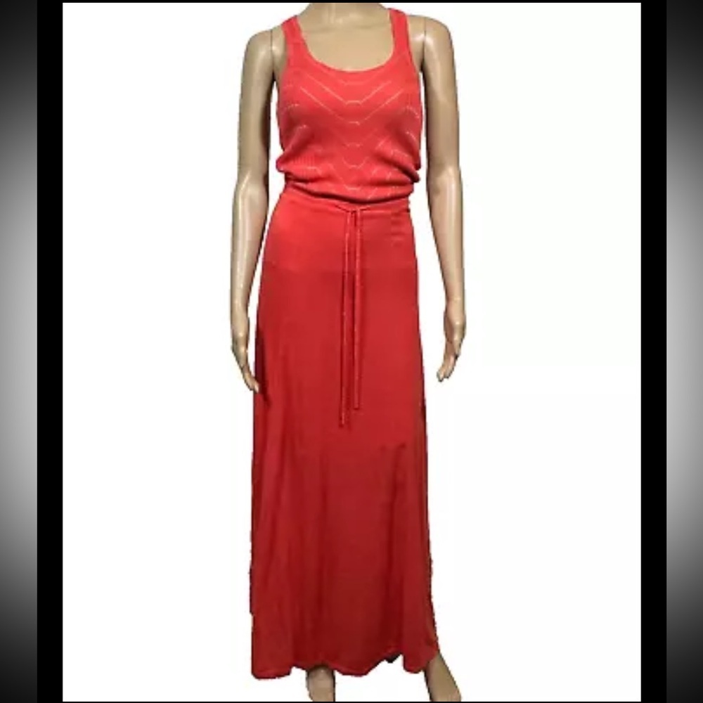 Victoria's Secret Red Ribbed Pointelle Knit Maxi Dress Womens Size XS